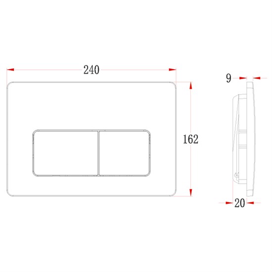 VECONI Кнопка смыва FLUSH V5, FLV5-GM, 240х162х9, пластик, оружейная сталь матовая FLV5-GM