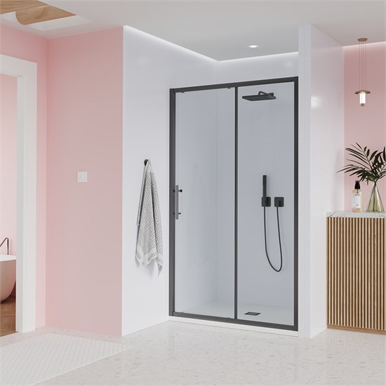 VECONI Душевая дверь Evo 100 GR, 1600x1950, графит брашинг, стекло прозрачное E1-GR-160-01-C9