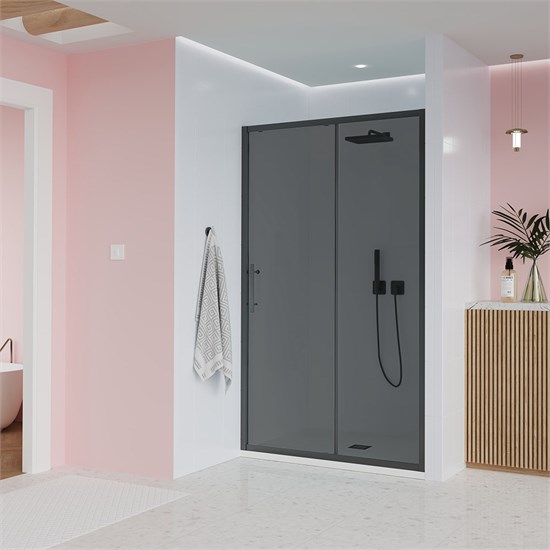 VECONI Душевая дверь Evo 100 GR, 1700x1950, графит брашинг, стекло тонированное матовое E1-GR-170-12-C9