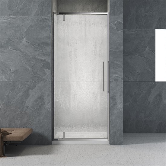 VECONI Душевая дверь распашная Vianno VN-33R, 800x1950, хром, стекло дождь VN33R-80-06-C7