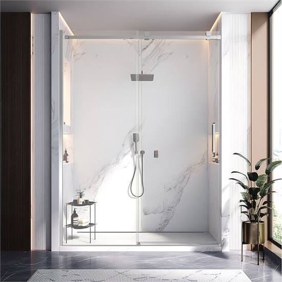 VECONI Душевая дверь раздвижная Vianno VN-75, 1300x2000, хром, стекло прозрачное VN75-130-01-C4