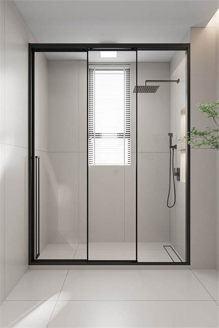 VECONI Душевая дверь раздвижная Premium Prato 300 B-R, 1700х2000, черный матовый, стекло прозрачное PR3/R-170-01-B-C4