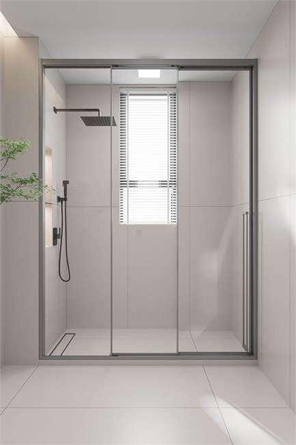 VECONI Душевая дверь раздвижная Premium Prato 300 GR-L, 1400х2000, графит брашированный, стекло прозрачное PR3/L-140-01-GR-C4