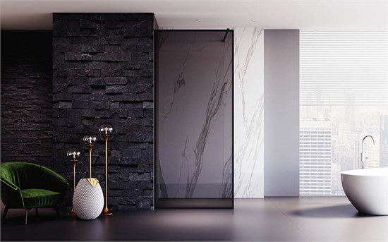 VECONI Душевая перегородка Korato KR-81BT, 1100x2000, черный матовый, стекло тонированное KR81BT-110-05-C8