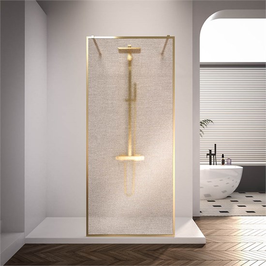 VECONI Душевая перегородка Korato KR-90GL, 1100x2000, брашированное золото, ламинированное золото KR90GL-110-10-C4