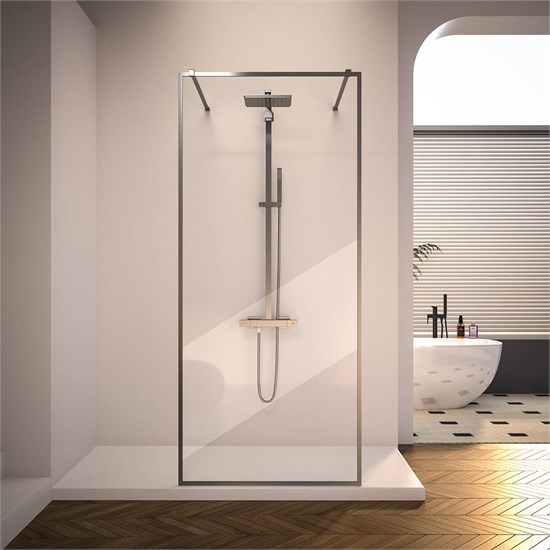 VECONI Душевая перегородка Korato KR-90GR, 1200x2000, брашированный графит, прозрачное стекло KR90GR-120-01-C4