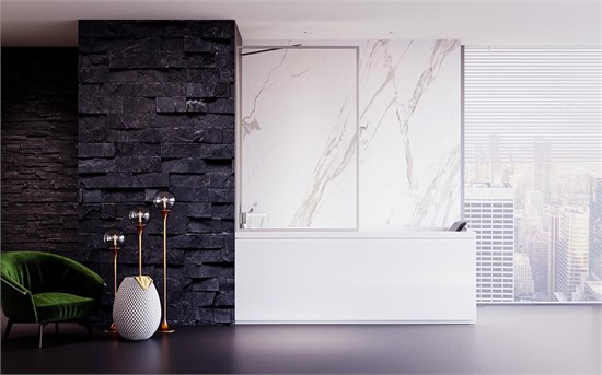 VECONI Шторка на ванну Palau PL-85, 900x1500, хром, стекло прозрачное PL85-90-01-C8