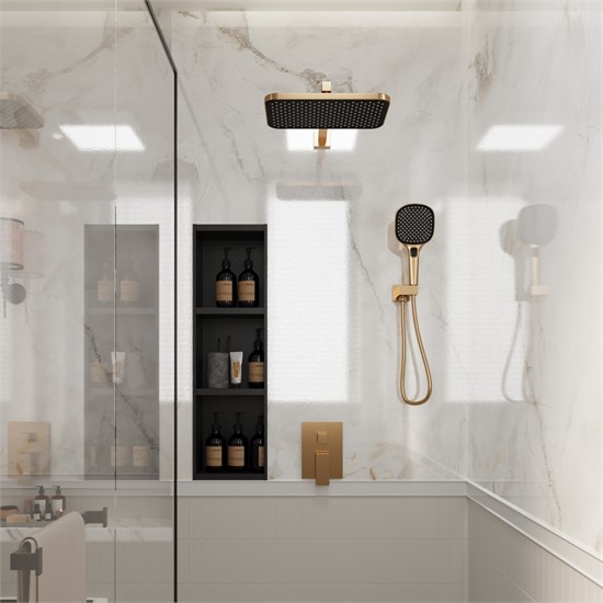 VECONI Встраиваемая душевая система AVELLA, Золото брашинг AV-410-G-C4
