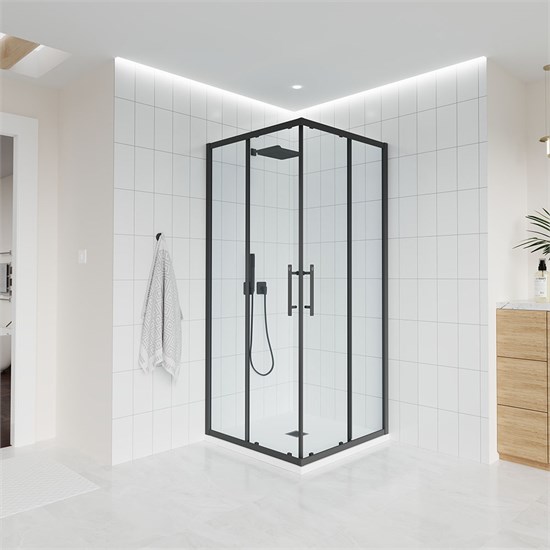 VECONI Душевой угол прямоугольный, двери раздвижные  Evo 300 B, 1200х900x1950, черный матовый, прозрачное стекло E3-B-12090-01-C9