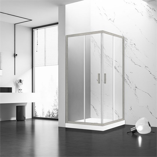 VECONI Душевой угол прямоугольный, двери раздвижные Rovigo RV-83, 1000х800х1950, никель брашинг, прозрачное стекло RV83-10080-01-C5