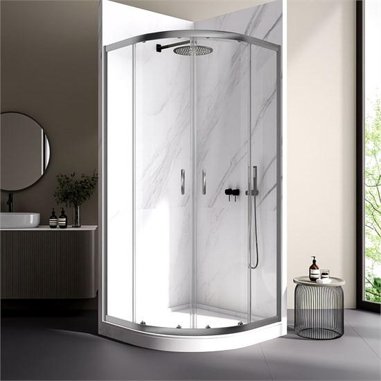 VECONI Душевой угол квадратный, двери раздвижные Rovigo RV-202GR, 800x800x1900, брашированный графит, прозрачное стекло RV202GR-80-01-C4