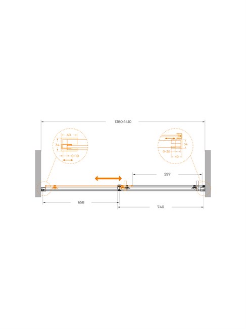 CEZARES Plane Душевая дверь в нишу раздвижная профиль - сатин / стекло - прозрачное, ширина 140 см PLANE-BF-1-140-C-IN