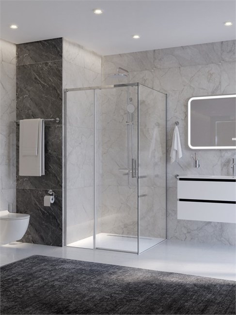 CEZARES Plane Душевой уголок квадратный двери раздвижные размер 100x100 см, профиль - хром / стекло - прозрачное PLANE-A-1-100-C-CR