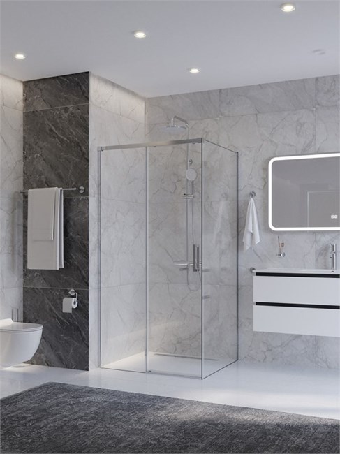 CEZARES Plane Душевой уголок прямоугольный двери раздвижные размер 110x90 см, профиль - хром / стекло - прозрачное PLANE-AH-1-110/90-C-CR