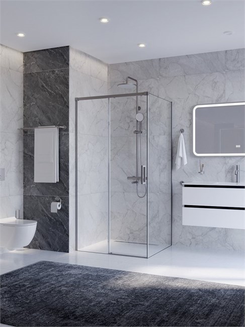 CEZARES Plane Душевой уголок прямоугольный двери раздвижные размер 110x100 см, профиль - сатин / стекло - прозрачное PLANE-AH-1-110/100-C-IN