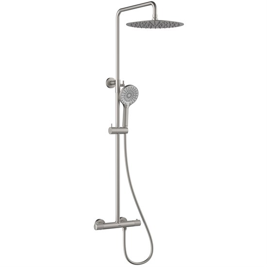 LEMARK Смеситель Beluga LMF-8045B-BN для душа с регулируемой высотой штанги и лейкой верхнего душа «Тропический дождь», термостатический, никель LMF-8045B-BN