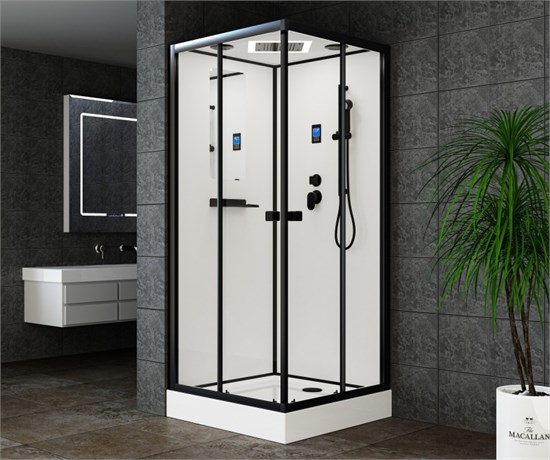 ESBANO Fora Душевая кабина квадратная размер 90x90 см профиль - черный матовый / стекло - прозрачное ESKBFO90CKR