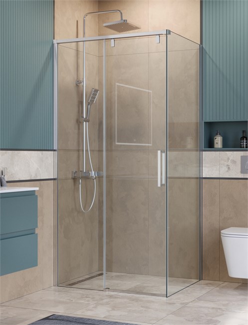 BELBAGNO Soft Close-1 Душевой уголок прямоугольный размер 100x80 см профиль - хром / стекло - прозрачное, двери раздвижные SOFT_CLOSE-1-AH-1-100/80-C-Cr