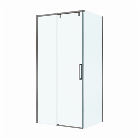 BELBAGNO Soft Close-1 Душевой уголок прямоугольный размер 100x80 см профиль - оружейная сталь / стекло - прозрачное, двери раздвижные SOFT_CLOSE-1-AH-1-100/80-C-GM
