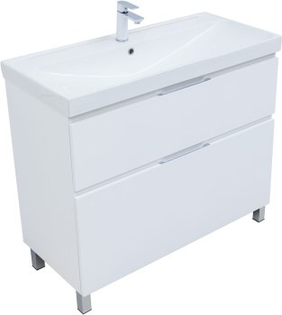 AQUANET Тумба с раковиной Алвита new 100 (Flash) напольная 2 ящ. цв. белый матовый AQUANET-345681