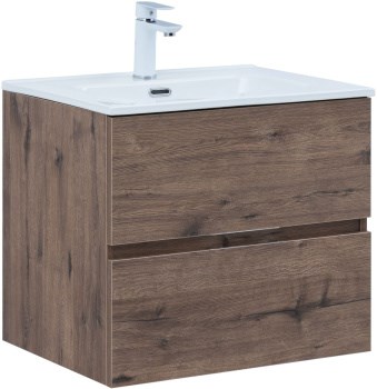AQUANET Тумба с раковиной Алвита new 60 2 ящ. цв.дуб веллингтон табак AQUANET-335685