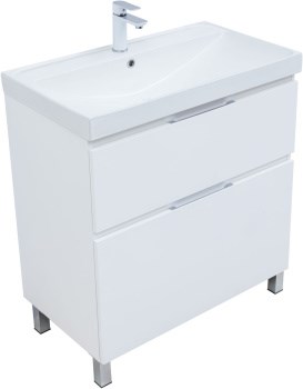 AQUANET Тумба с раковиной Алвита new 80 (Flash) напольная 2 ящ. цв. белый матовый AQUANET-345689