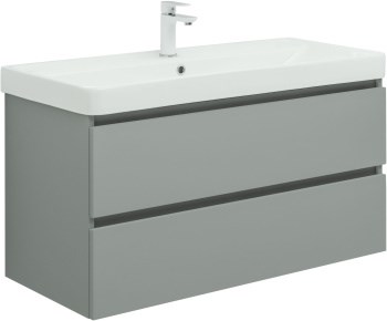 AQUANET Тумба с раковиной Вега 2.0 100 2 ящ. цв.мисти грин (раковина Ирис) AQUANET-344752