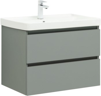 AQUANET Тумба с раковиной Вега 2.0 70 2 ящ. цв.мисти грин (раковина Ирис) AQUANET-344750