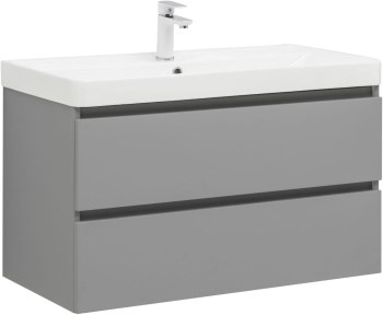 AQUANET Тумба с раковиной Вега 2.0 90 2 ящ. цв.мисти грин (раковина Ирис) AQUANET-344748