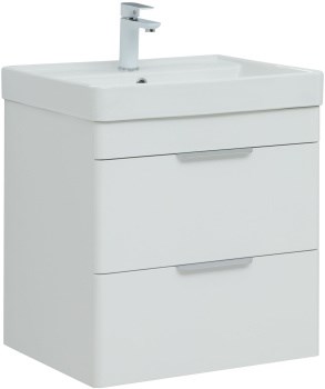 AQUANET Тумба с раковиной Ирис new 120 R подвесная 2 ящ. цв. белый глянец AQUANET-332259