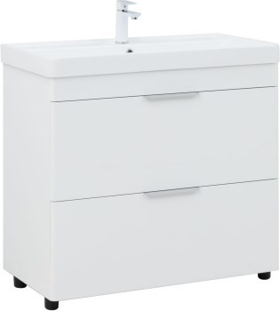 AQUANET Тумба с раковиной Ирис new 90 напольная 2 ящ. цв.белый глянец AQUANET-342094