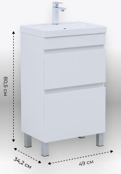 AQUANET Тумба с раковиной Нота New 50 белый глянец AQUANET-345793