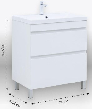 AQUANET Тумба с раковиной Нота New 75 белый глянец AQUANET-345799