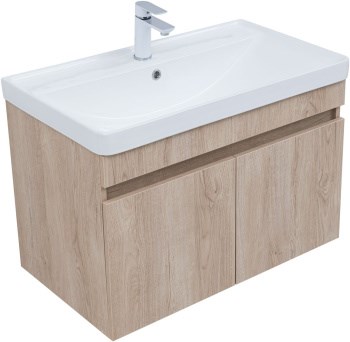 AQUANET Тумба с раковиной Оптима 80 цв. дуб светлый AQUANET-345361