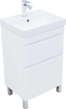 AQUANET Тумба с раковиной Слим 50 напольная 2 ящ. цв.белый сатин AQUANET-348176