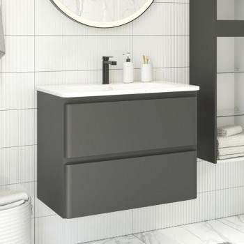 AQUANET Тумба с раковиной Эмбер 105 2 ящ. цв.черный матовый (раковина Urban) AQUANET-332499