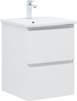AQUANET Тумба с раковиной Эмбер 50 2 ящ. цв.белый матовый (раковина Luxury) AQUANET-332496