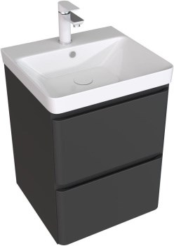 AQUANET Тумба с раковиной Эмбер 50 2 ящ. цв.черный матовый (раковина Luxury) AQUANET-332497