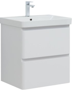 AQUANET Тумба с раковиной Эмбер 60 2 ящ. цв.белый матовый (раковина Luxury) AQUANET-332494