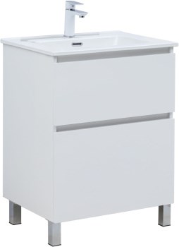 AQUANET Тумба под раковину Вега 60 напольная белый глянец AQUANET-362551