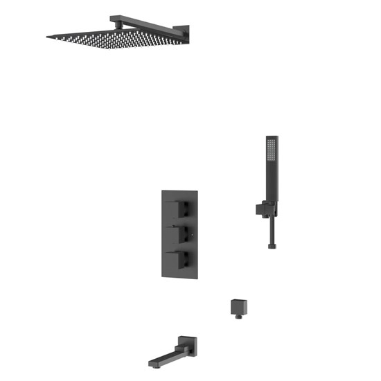DK Душевая система для ванны и душа Bayern.Liszt DA2515605A04 встраиваемый термостатический с изливом черный DA2515605A04