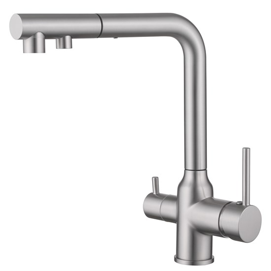 ABBER Смеситель Emotion AF8814SP для кухни с подключением фильтра и выдвижной лейкой, сатин AF8814SP