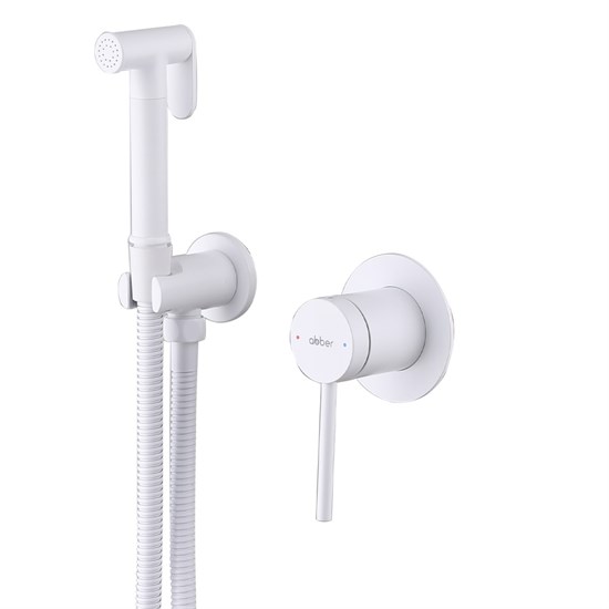 ABBER Смеситель Emotion AF8825W с гигиеническим душем, белый матовый AF8825W