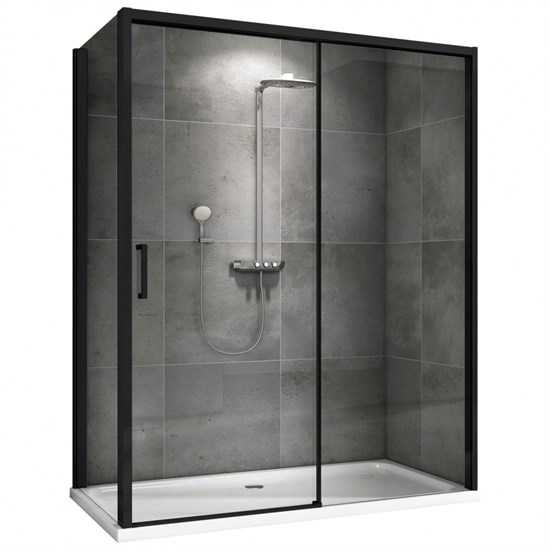 ABBER Komfort Душевой уголок прямоугольный двери раздвижные размер 140x100 см, профиль - черный / стекло - прозрачное AG93140B-S102B