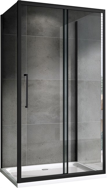 ABBER Schwarzer Diamant Душевой уголок прямоугольный двери раздвижные размер 140x50 см, профиль - черный / стекло - прозрачное AG30140BH-S50B-S50B