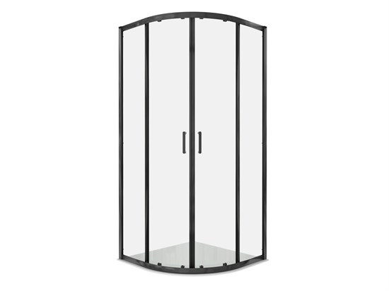 AQUATEK Душевой уголок 1/4 круга, двери раздвижные, 200x90x90 см, профиль черный матовый, стекло прозрачное, закаленное AQ.RO.090.1BL