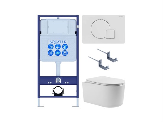 AQUATEK SET ОБЕРОН T-015 4в1 (рама INS-0000025 + крепеж KKI-0000002 + клавиша KDI-0000015 + унитаз AQ1365T-00 ОБЕРОН с тонким сиденьем soft-close) SET AQUATEK ОБЕРОН T-015 4в1