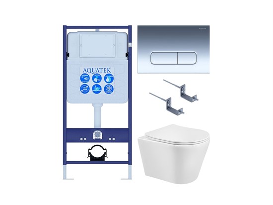 AQUATEK SET ВЕГА New-017 (рама INS-0000012 с клавишей KDI-0000016 и крепежом KKI-0000002 + унитаз ВЕГА AQ1804T-00 с тонким сиденьем sc) SET AQUATEK ВЕГА New-017