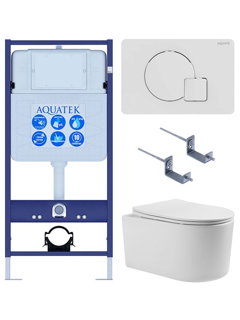AQUATEK SET МИЯ Т-066 4в1 (рама Standard INS-0000012 + крепёж KKI-0000002 + кнопка KDI-0000066 + унитаз МИЯ AQ2004T-00 с тонким сиденьем soft-close) SET AQUATEK МИЯ Т-066 4в1
