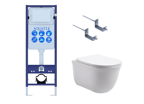AQUATEK SET КЛАССИК INS17 (рама INS-0000017 +крепление KKI-0000002 +унитаз КЛАССИК AQ1111-00 с тонким сиденьем плавного закрывания) SET AQUATEK КЛАССИК INS17